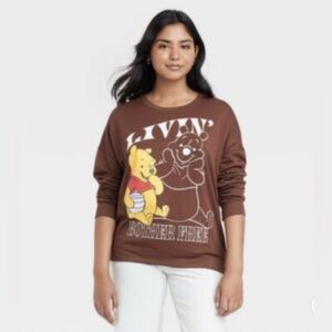 Disney Winnie the Pooh Sweatshirt Women’s Small Brown Graphic Pullover Cute